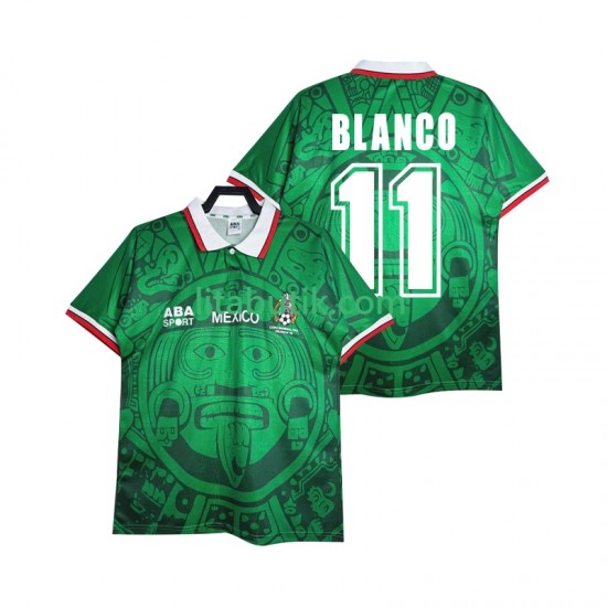 Mexiko BLANCO 11 Retro Män Hemma Fotbollströja 1998 Kortärmad