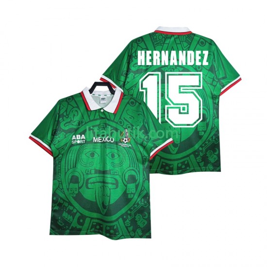 Mexiko HERNANDEZ 15 Retro Män Hemma Fotbollströja 1998 Kortärmad