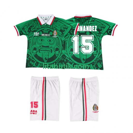 Mexiko HERNANDEZ 15 Retro Barn Hemma Fotbollströja 1998 Kortärmad