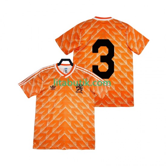 Nederländerna 3 1988 Retro Män Hemma Fotbollströja Kortärmad