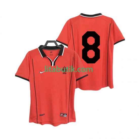 Nederländerna 8 Retro Män Hemma Fotbollströja 1998 Kortärmad