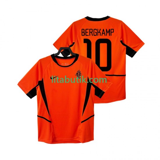 Nederländerna BERGKAMP 10 Retro Män Hemma Fotbollströja 2002 Kortärmad