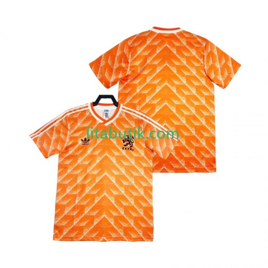 Nederländerna 1988 Retro Män Hemma Fotbollströja Kortärmad