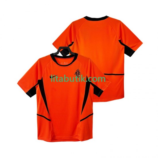 Nederländerna Retro Män Hemma Fotbollströja 2002 Kortärmad