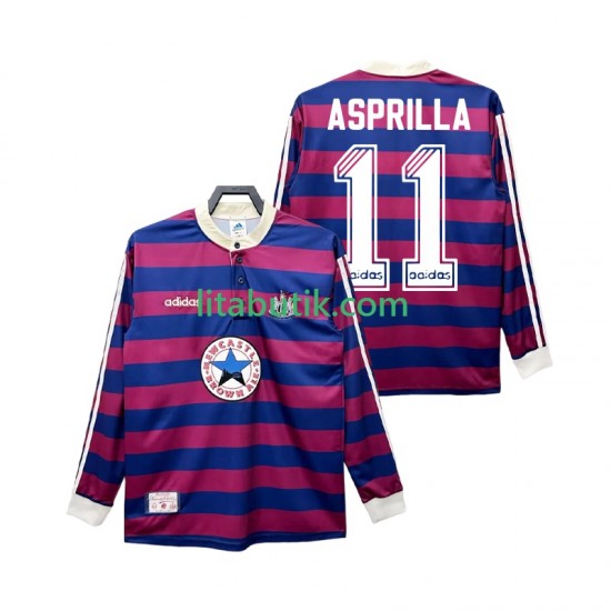 Newcastle United ASPRILLA 11 1995 1997 Retro Män Borta Fotbollströja Långärmad