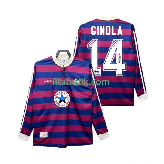 Newcastle United GINOLA 14 1995 1997 Retro Män Borta Fotbollströja Långärmad