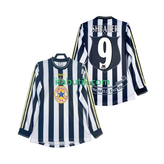 Newcastle United SHEARER 9 1997 Retro Män Hemma Fotbollströja 1999 Långärmad
