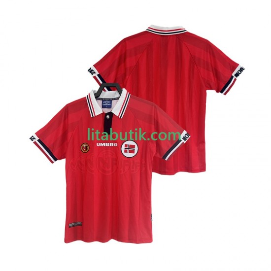 Norge Retro Män Hemma Fotbollströja 1998 Kortärmad