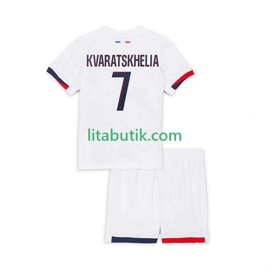 Paris Saint-Germain Khvicha Kvaratskhelia 7 Barn Borta Fotbollströja 2025-2026 Kortärmad