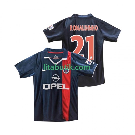 Paris Saint-Germain RONALDINHO 21 2001 Retro Män Hemma Fotbollströja 2002 Kortärmad