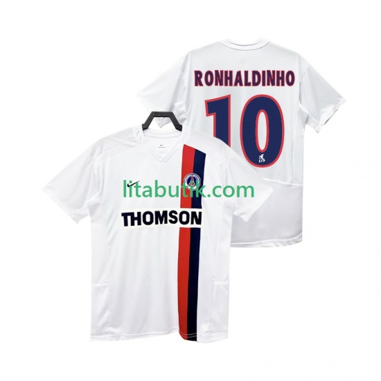 Paris Saint-Germain RONHALDINHO 10 2003 Retro Män Borta Fotbollströja 2002 Kortärmad