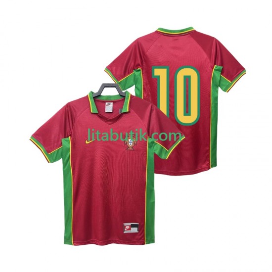 Portugal 10 Retro Män Hemma Fotbollströja 1998 Kortärmad