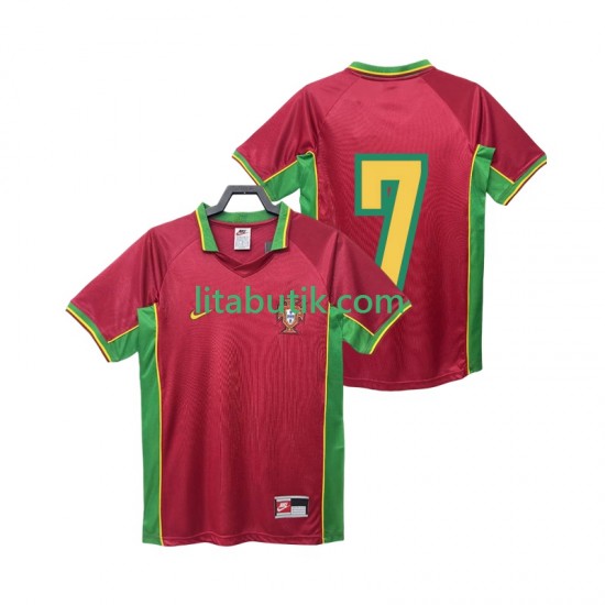 Portugal 7 Retro Män Hemma Fotbollströja 1998 Kortärmad