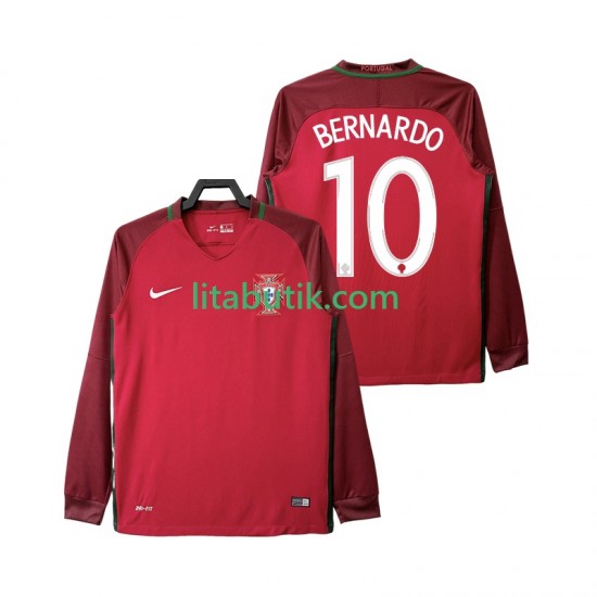 Portugal BERNARDO 10 2016 Retro Män Hemma Fotbollströja Långärmad