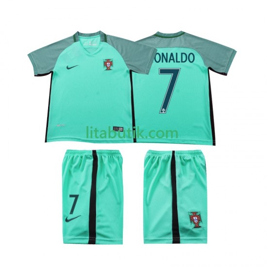Portugal Cristiano Ronaldo 7 2016 Retro Barn Borta Fotbollströja Kortärmad
