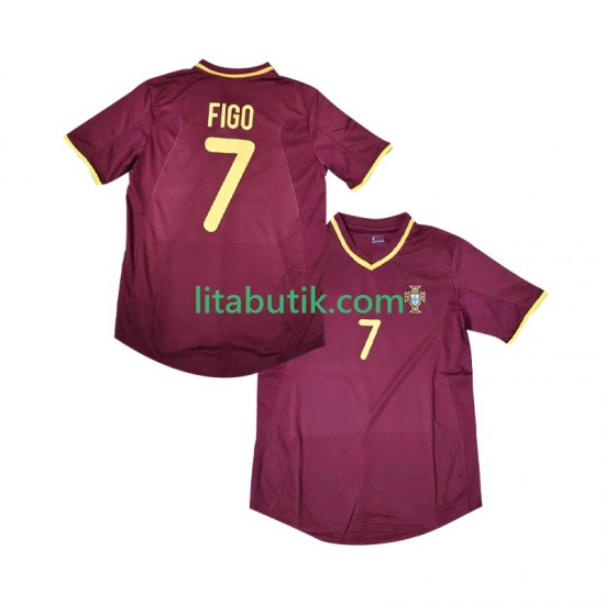 Portugal Figo 7 2000 Retro Män Hemma Fotbollströja Kortärmad