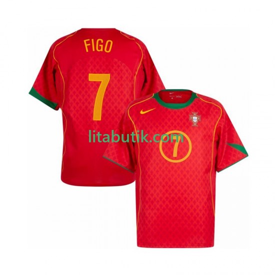 Portugal Figo 7 Retro Män Hemma Fotbollströja 2004 Kortärmad