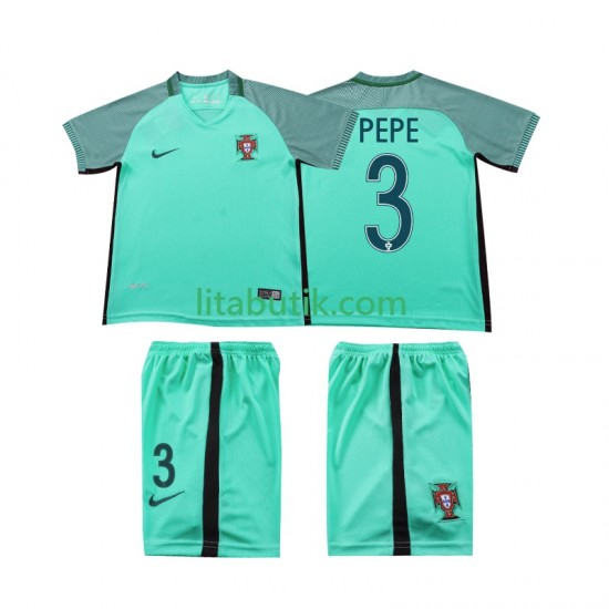 Portugal PEPE 3 2016 Retro Barn Borta Fotbollströja Kortärmad