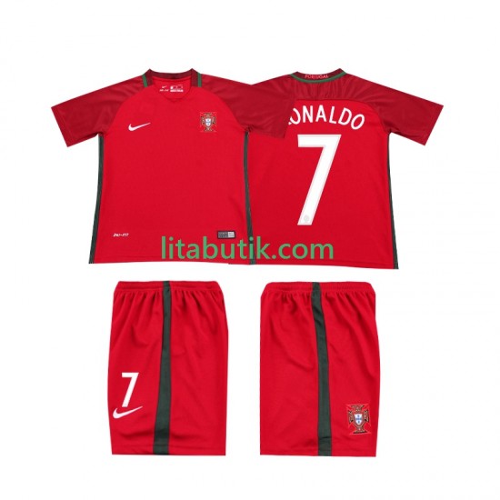 Portugal RONALDO 7 2016 Retro Barn Hemma Fotbollströja Kortärmad