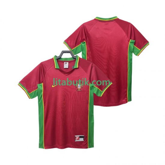 Portugal Retro Män Hemma Fotbollströja 1998 Kortärmad