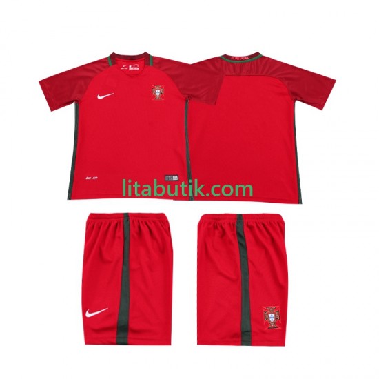 Portugal 2016 Retro Barn Hemma Fotbollströja Kortärmad
