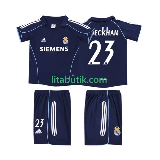 Real Madrid BECKHAM 23 2005 Retro Barn Borta Fotbollströja 2006 Kortärmad