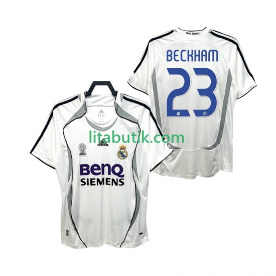 Real Madrid BECKHAM 23 2007 Retro Män Hemma Fotbollströja 2006 Kortärmad