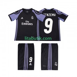 Real Madrid BENZEMA 9 2016 2017 Retro Barn Tredje Fotbollströja Kortärmad