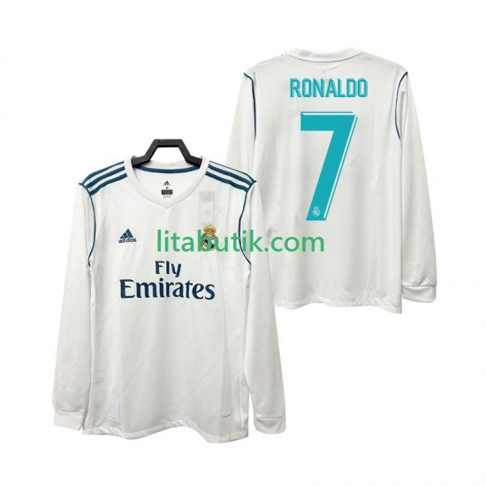 Real Madrid CRISTIANO RONALDO 7 2017 2018 Retro Män Hemma Fotbollströja Långärmad