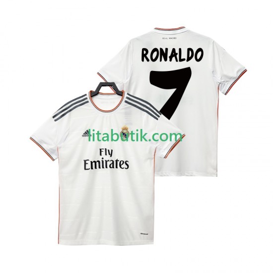 Real Madrid Cristiano Ronaldo 7 2013 2014 Retro Män Hemma Fotbollströja Kortärmad