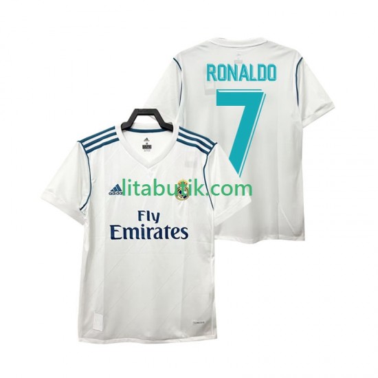Real Madrid Cristiano Ronaldo 7 2017 Retro Män Hemma Fotbollströja Kortärmad