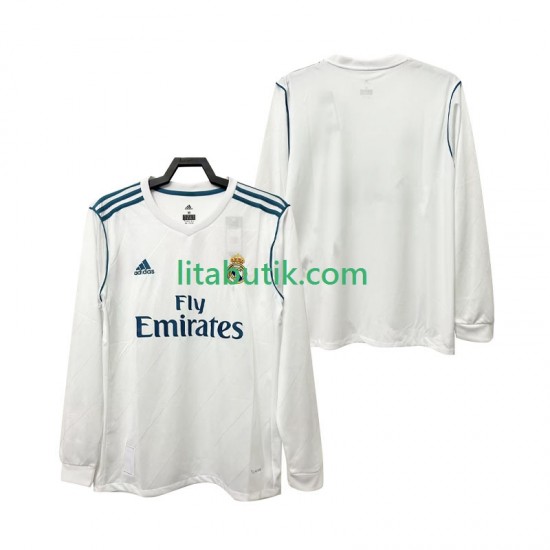Real Madrid 2017 2018 Retro Män Hemma Fotbollströja Långärmad