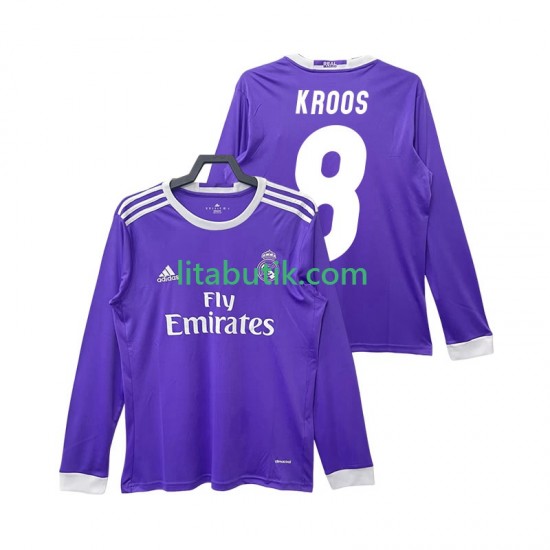 Real Madrid KROOS 8 2016 2017 Retro Män Borta Fotbollströja Långärmad