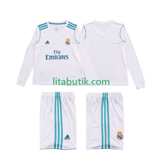 Real Madrid 2017 2018 Retro Barn Hemma Fotbollströja Långärmad