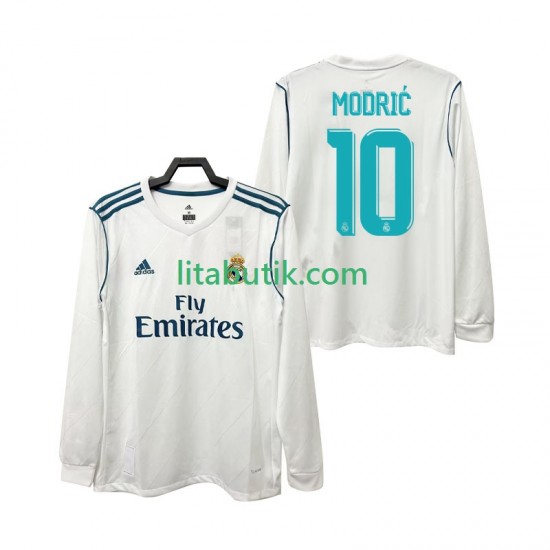 Real Madrid Modrić 10 2017 2018 Retro Män Hemma Fotbollströja Långärmad
