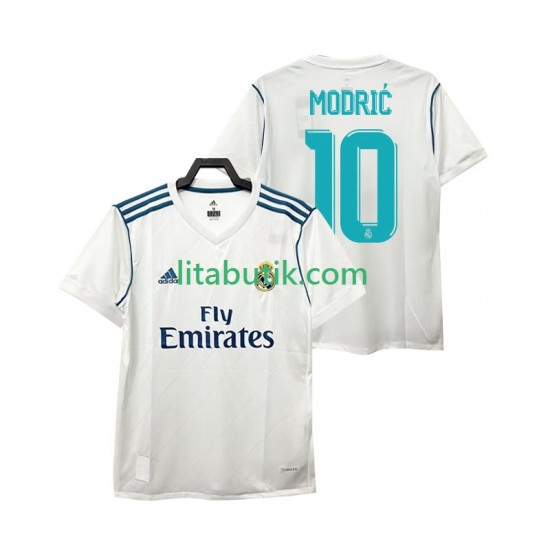 Real Madrid Modrić 10 2017 Retro Män Hemma Fotbollströja Kortärmad