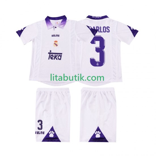Real Madrid R CARLOS 3 1997 Retro Barn Hemma Fotbollströja 1998 Kortärmad