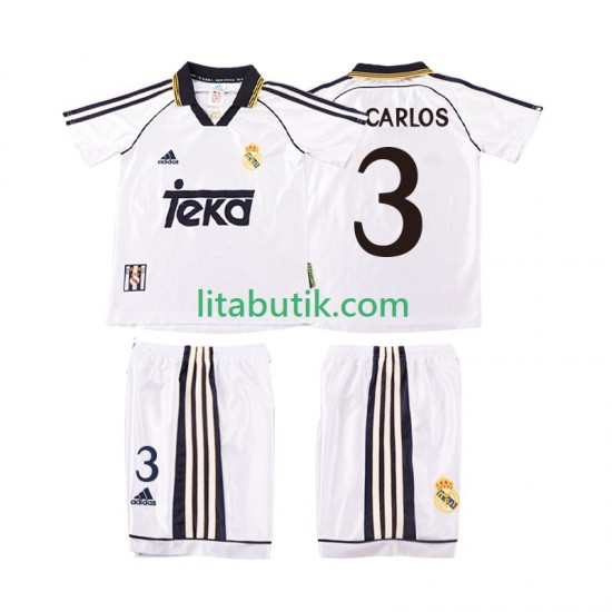 Real Madrid R CARLOS 3 2000 Retro Barn Hemma Fotbollströja 1998 Kortärmad