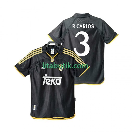 Real Madrid R.CARLOS 3 2001 Retro Män Borta Fotbollströja 1999 Kortärmad