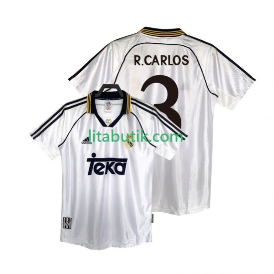 Real Madrid R.CARLOS 3 2000 Retro Män Hemma Fotbollströja 1998 Kortärmad