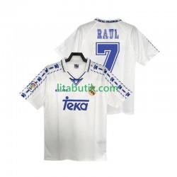 Real Madrid RAUL 7 1996 1997 Retro Män Hemma Fotbollströja Kortärmad