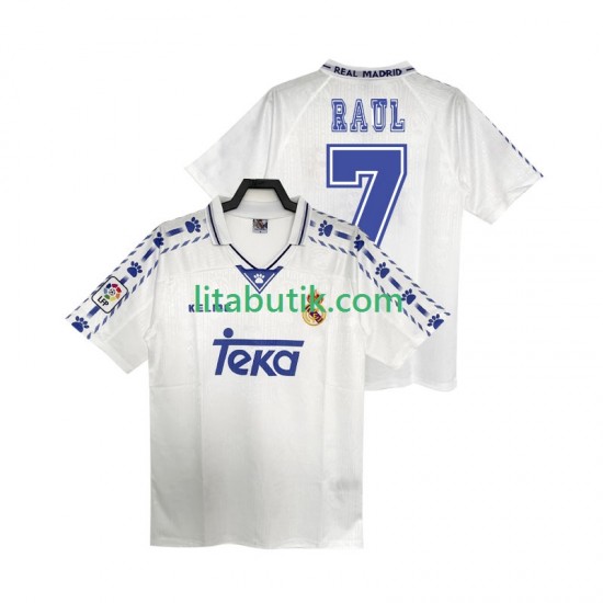 Real Madrid RAUL 7 1996 1997 Retro Män Hemma Fotbollströja Kortärmad