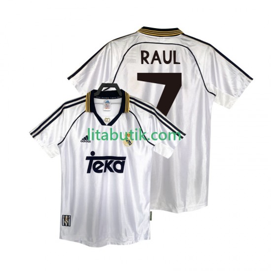 Real Madrid RAUL 7 2000 Retro Män Hemma Fotbollströja 1998 Kortärmad