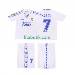 Real Madrid RAUL 7 1996 1997 Retro Barn Hemma Fotbollströja Kortärmad