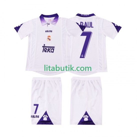 Real Madrid RAUL 7 1997 Retro Barn Hemma Fotbollströja 1998 Kortärmad