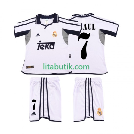 Real Madrid RAUL 7 2001 Retro Barn Hemma Fotbollströja 2002 Kortärmad