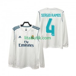 Real Madrid SERGIO RAMOS 4 2017 2018 Retro Män Hemma Fotbollströja Långärmad