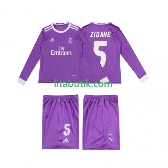 Real Madrid ZIDANE 5 2016 Retro Barn Borta Fotbollströja Långärmad