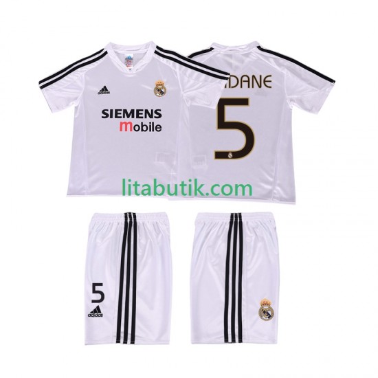 Real Madrid ZIDANE 5 5 Retro Barn Hemma Fotbollströja 2002 2004 Kortärmad