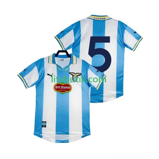 SS Lazio 5 2000 Retro Män Hemma Fotbollströja 1999 Kortärmad